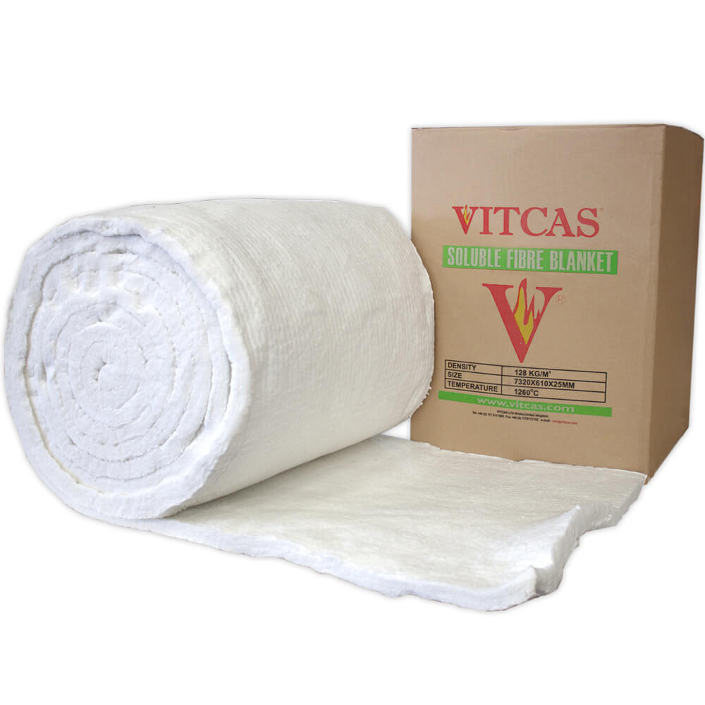 Roll of white Vitcas Bio Soluble Fibre Blanket