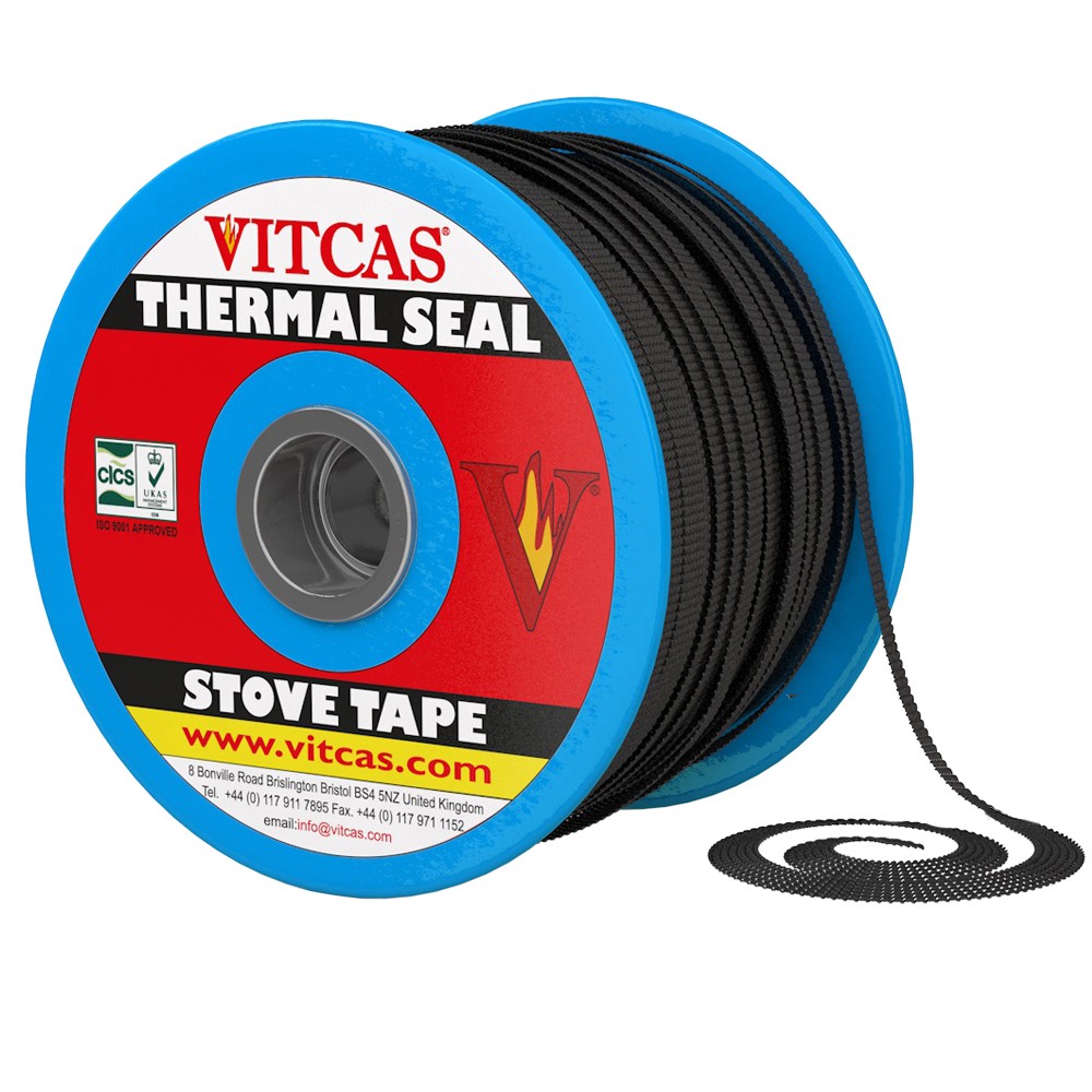 Glass Fibre Tape at Oven Doors: Backing and Compression Black Vitcas self-adhesive glass fibre tape